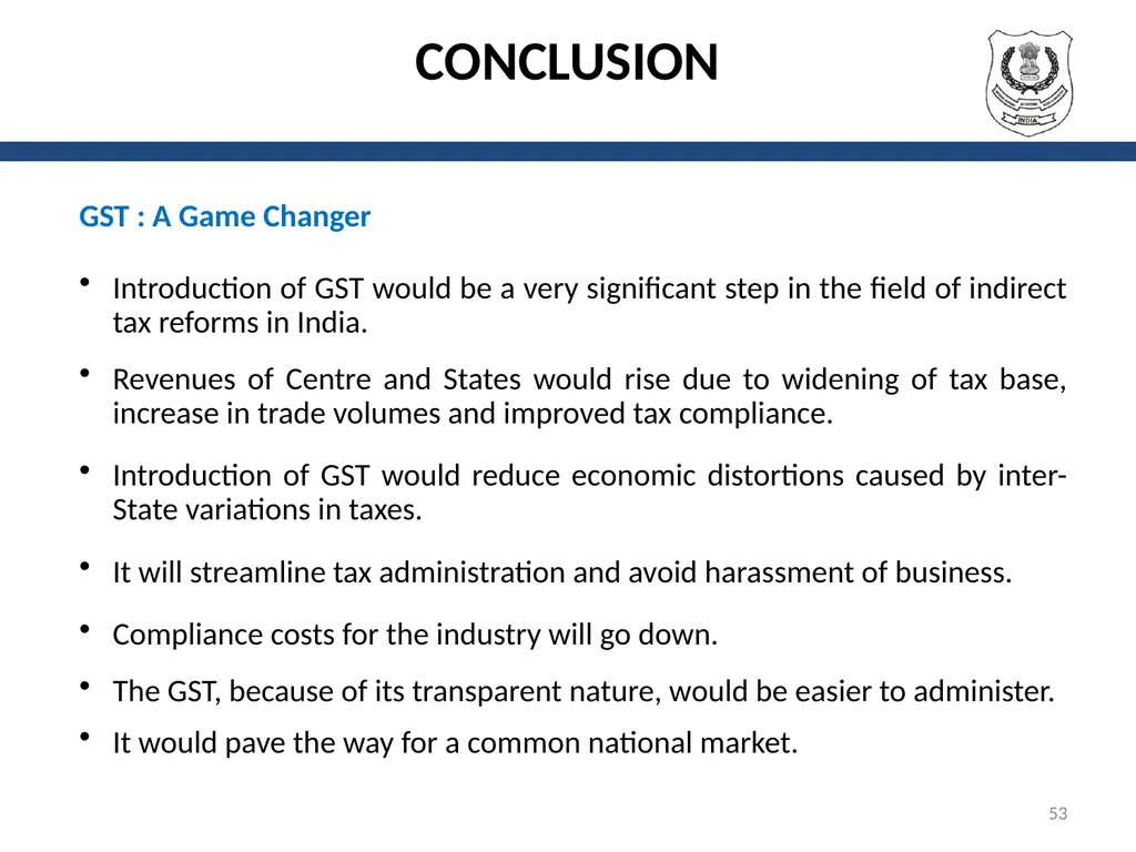 OVERVIEW OF GST AND MODEL GST LAW Presentation by: - slide 53 of 69