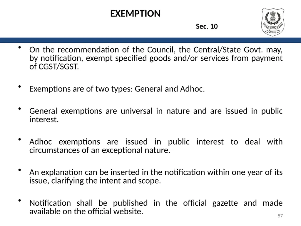 OVERVIEW OF GST AND MODEL GST LAW Presentation by: - slide 57 of 69