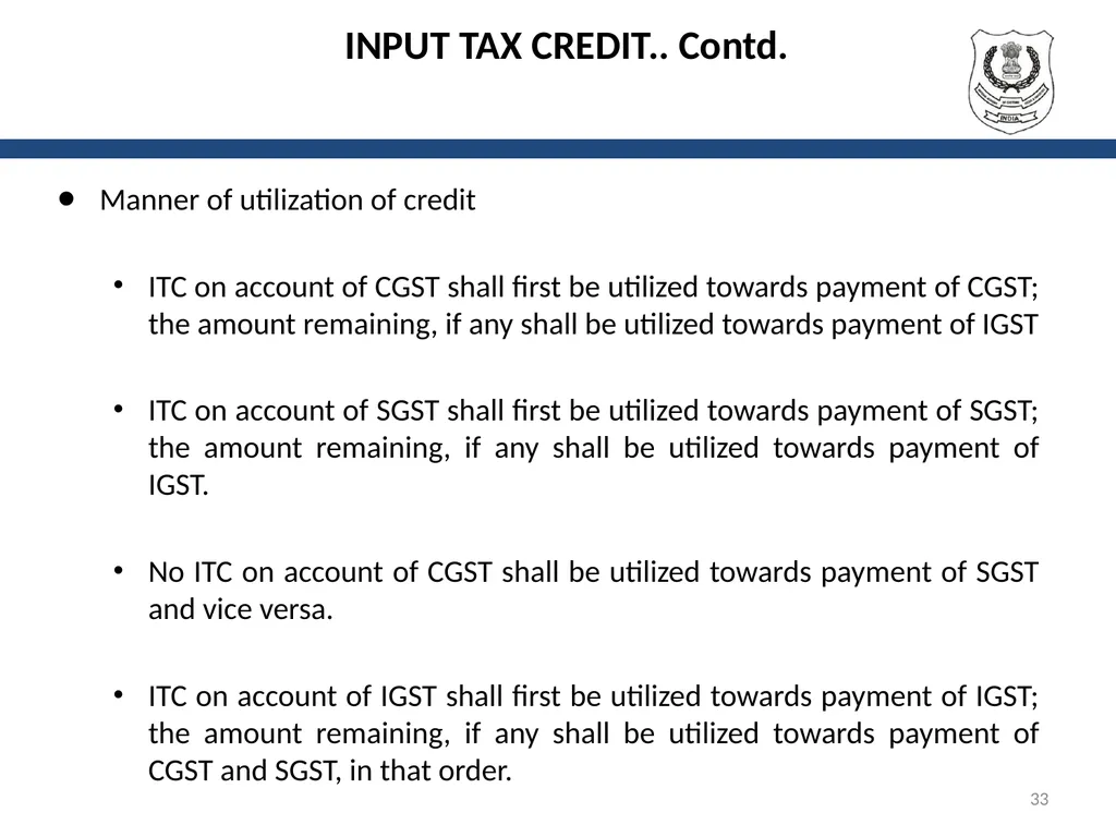 OVERVIEW OF GST AND MODEL GST LAW Presentation by: - slide 33 of 69