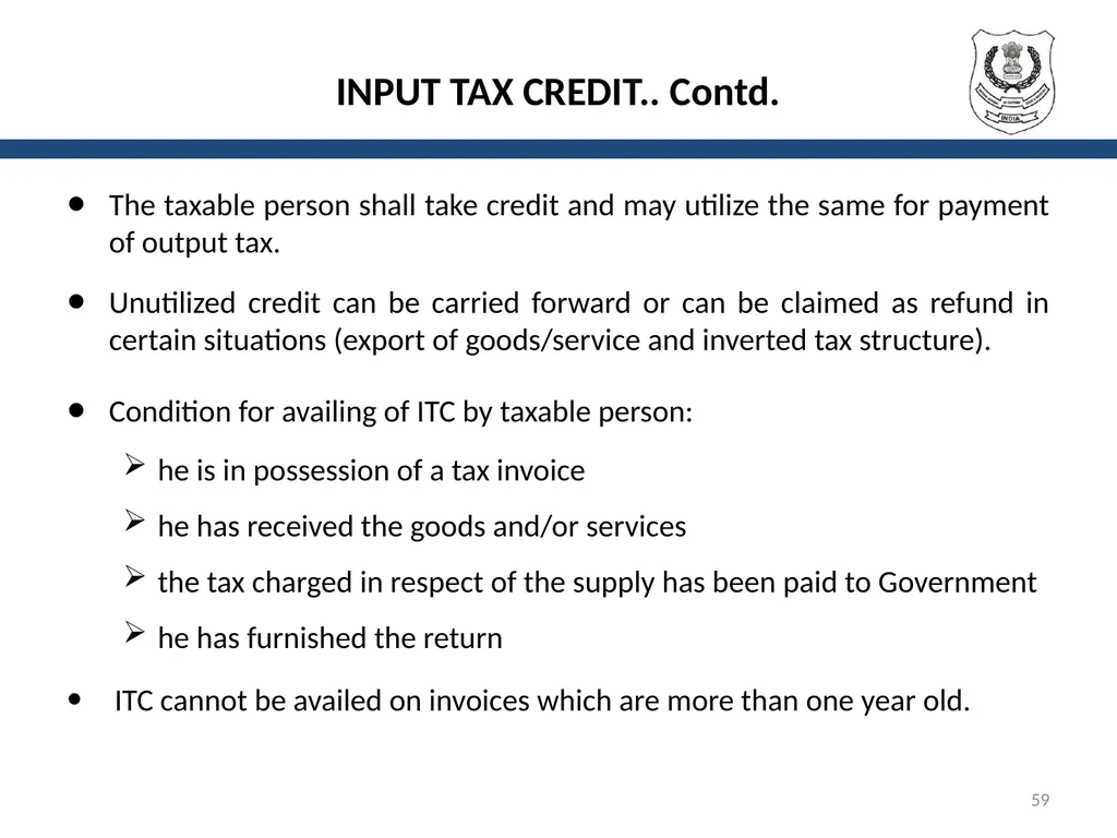OVERVIEW OF GST AND MODEL GST LAW Presentation by: - slide 59 of 69