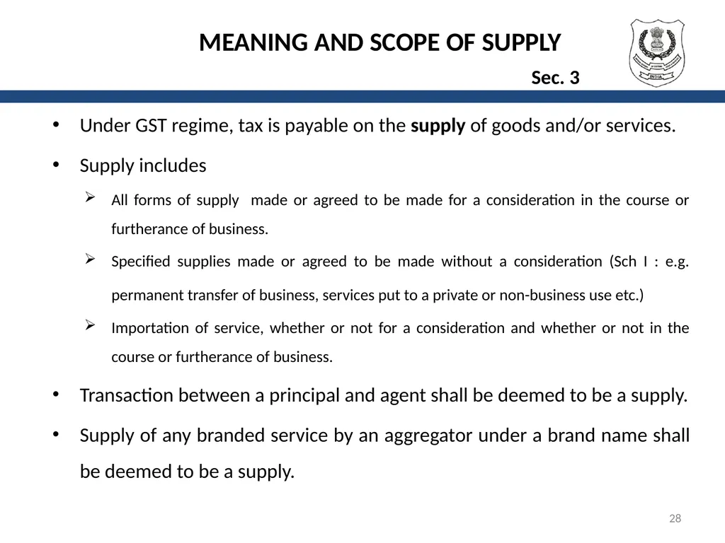 OVERVIEW OF GST AND MODEL GST LAW Presentation by: - slide 28 of 69