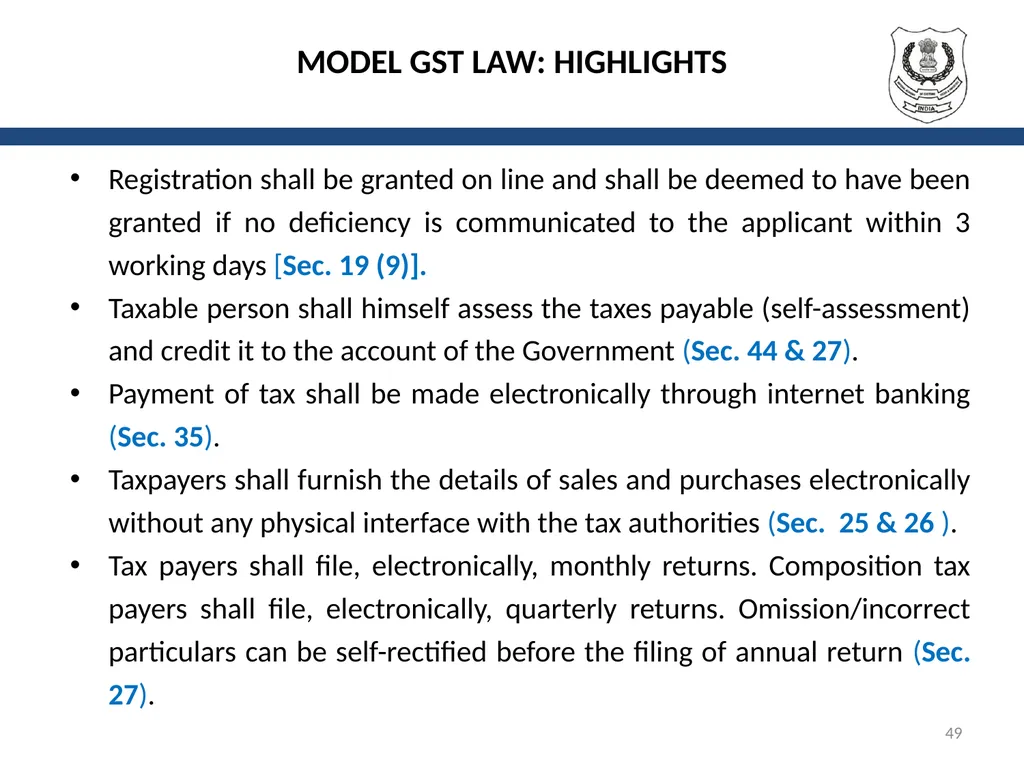 OVERVIEW OF GST AND MODEL GST LAW Presentation by: - slide 49 of 69