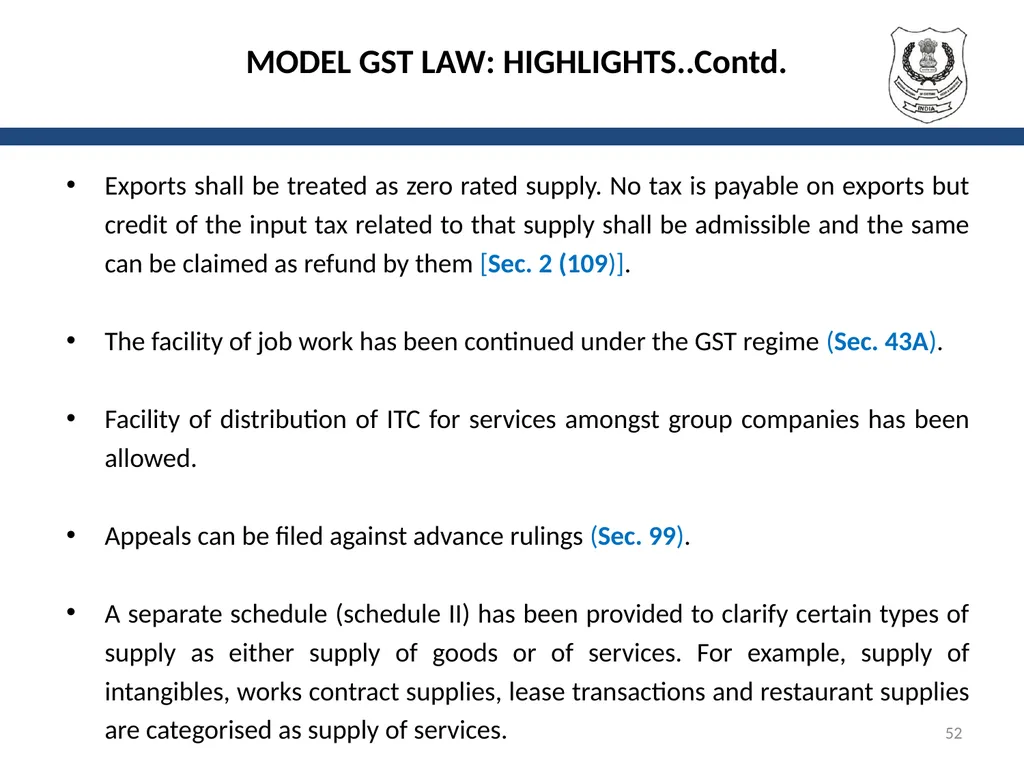 OVERVIEW OF GST AND MODEL GST LAW Presentation by: - slide 52 of 69