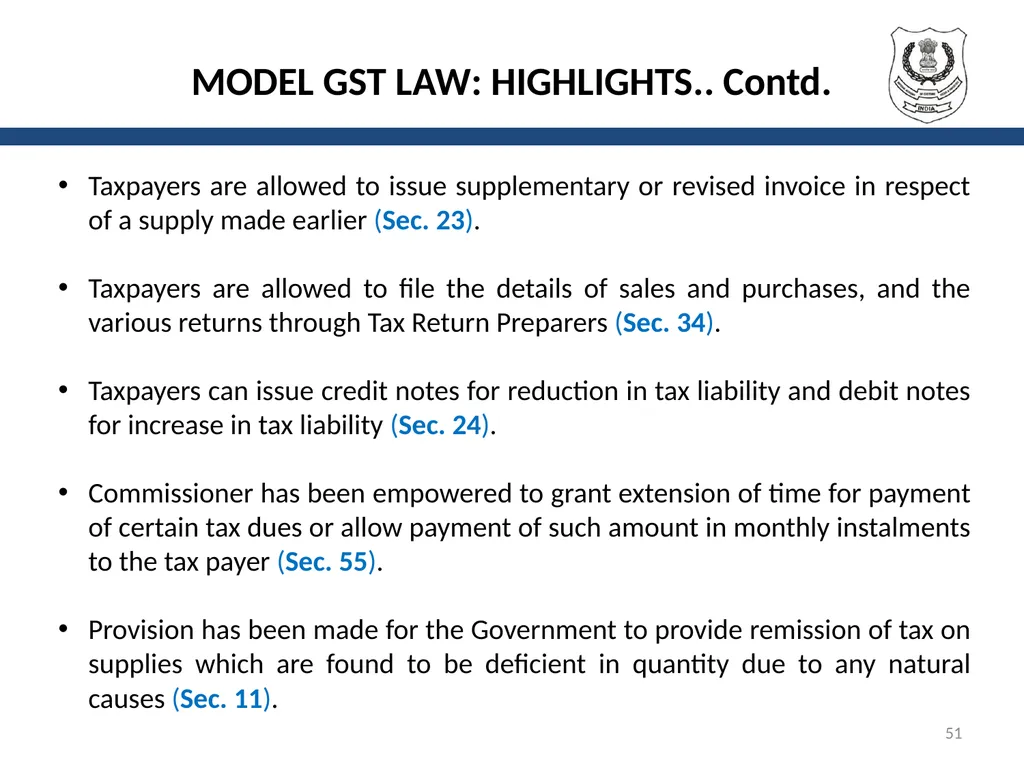 OVERVIEW OF GST AND MODEL GST LAW Presentation by: - slide 51 of 69