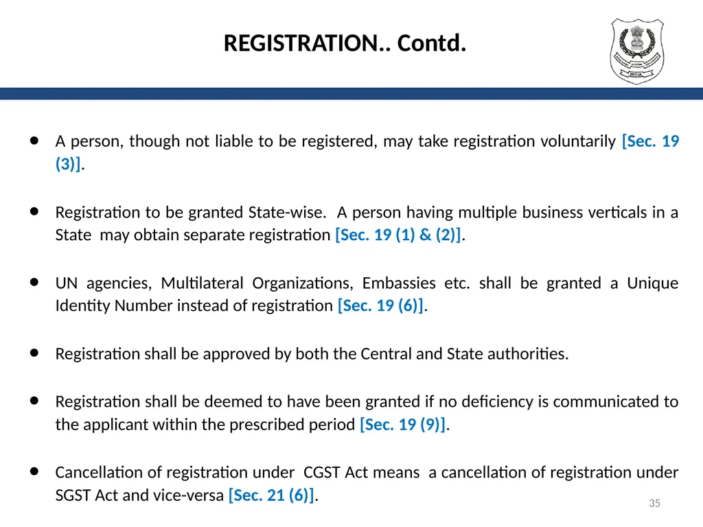 OVERVIEW OF GST AND MODEL GST LAW Presentation by: - slide 35 of 69