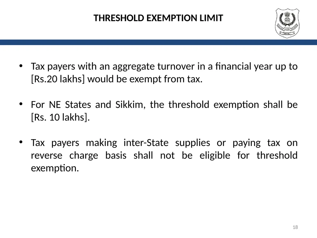 OVERVIEW OF GST AND MODEL GST LAW Presentation by: - slide 18 of 69