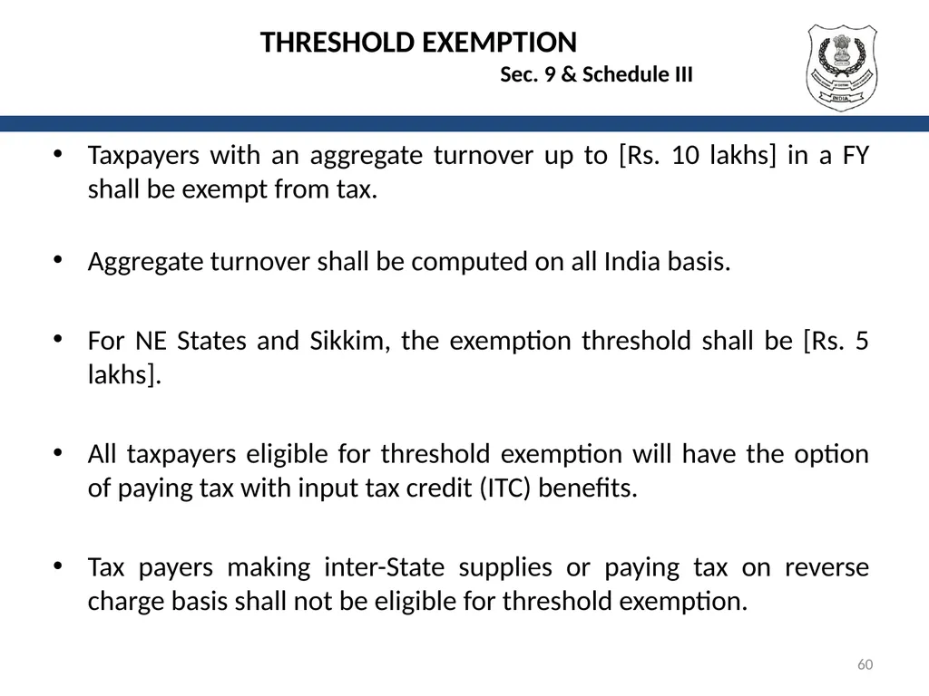 OVERVIEW OF GST AND MODEL GST LAW Presentation by: - slide 60 of 69
