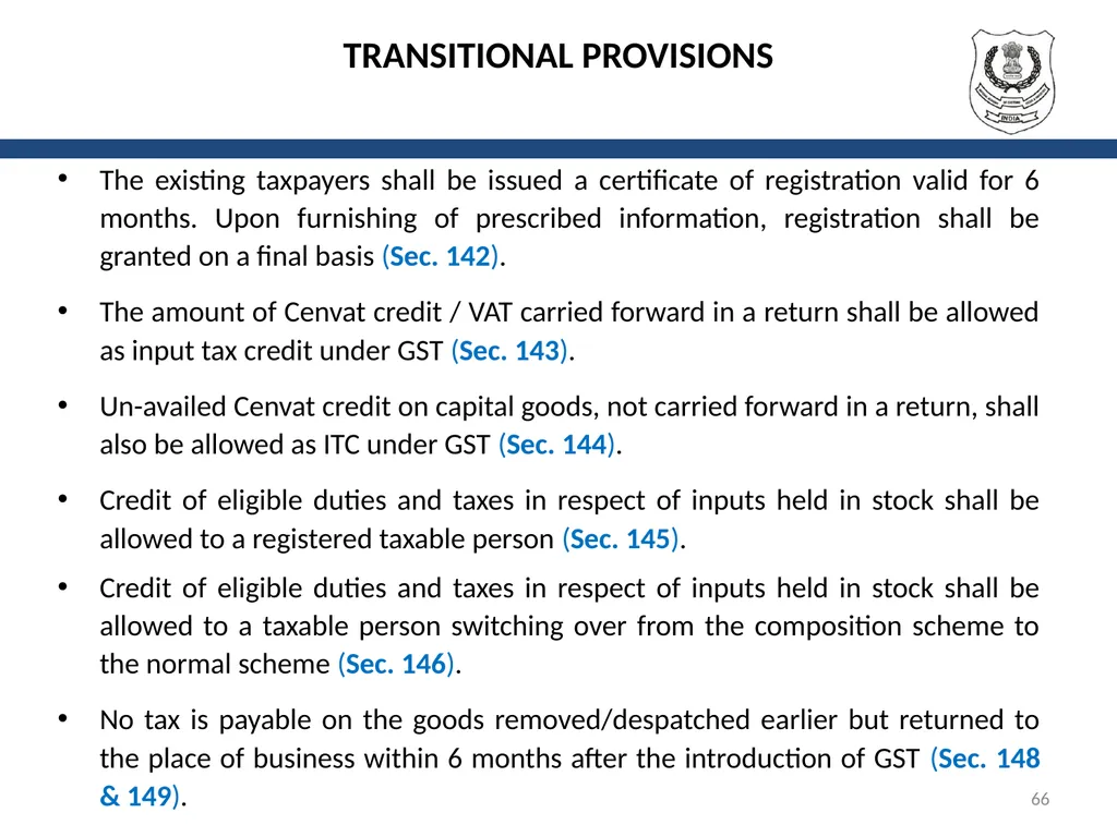 OVERVIEW OF GST AND MODEL GST LAW Presentation by: - slide 66 of 69