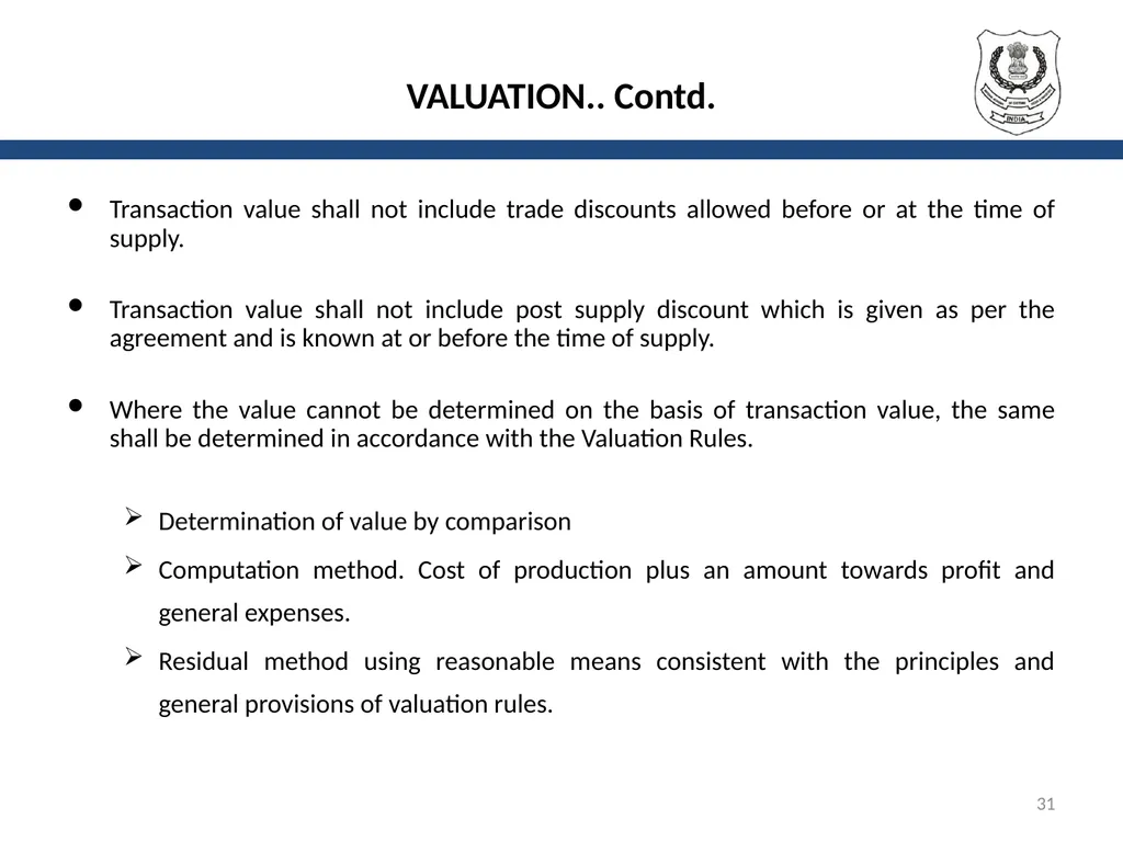 OVERVIEW OF GST AND MODEL GST LAW Presentation by: - slide 31 of 69