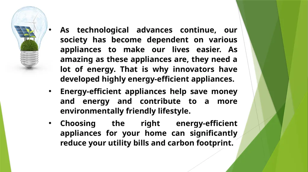 BENEFITS OF ENERGY EFFICIENT APPLIANCES As - slide 2 of 10
