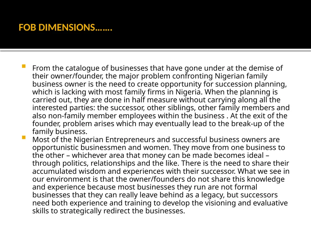 FOB: FAMILY OWNED BUSINESSES GST DR. OLANIPEKUN - slide 8 of 88