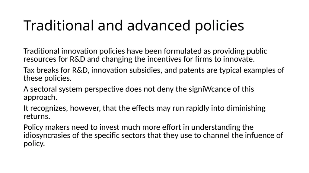 Innovation differs –sectoral approach Differences… - slide 68 of 70