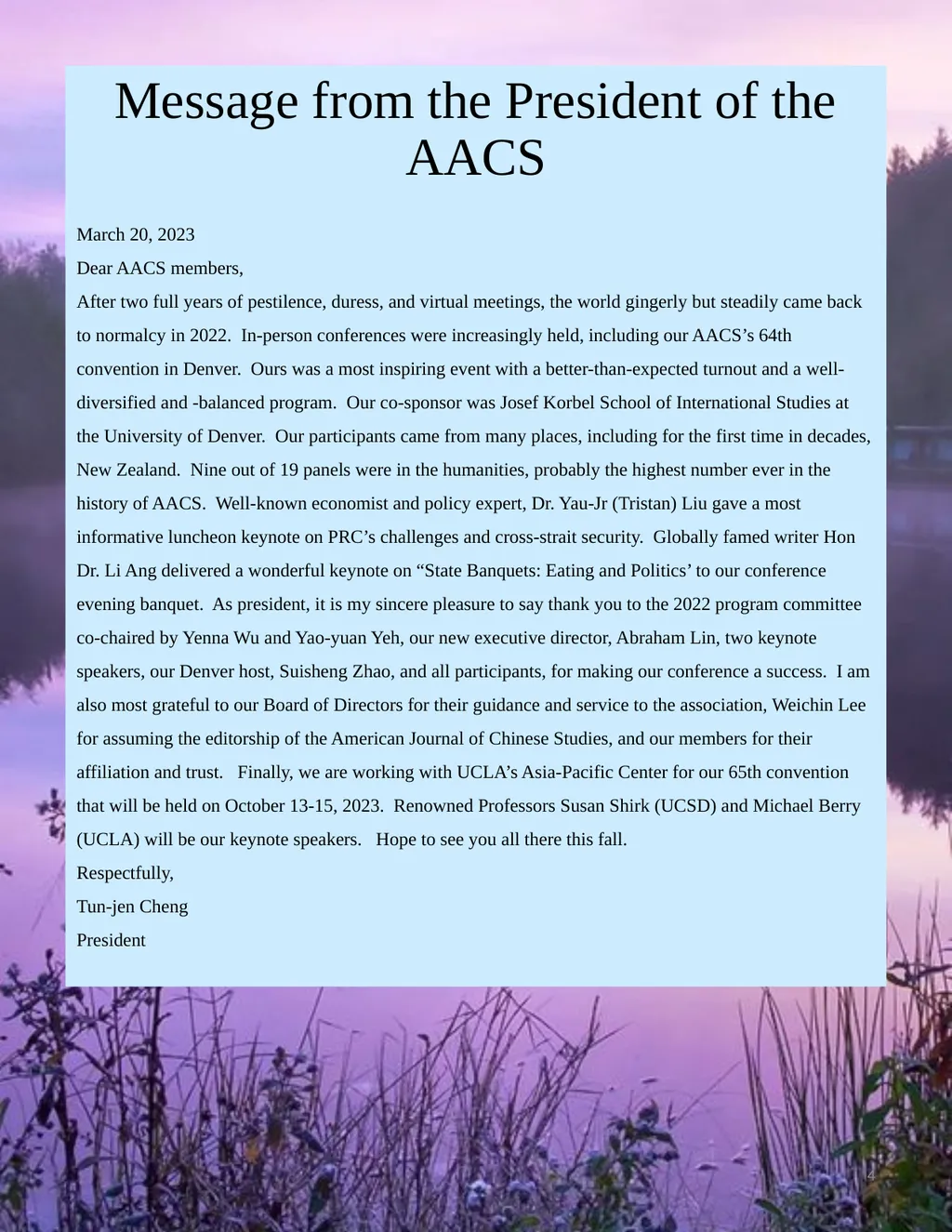 2022-2023 Newsletter of the American Association - slide 4 of 16