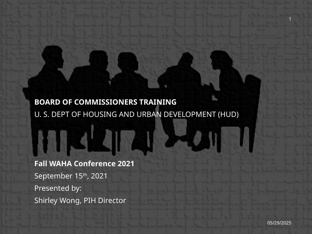 1 BOARD OF COMMISSIONERS TRAINING U. S. DEPT OF - slide 1 of 73