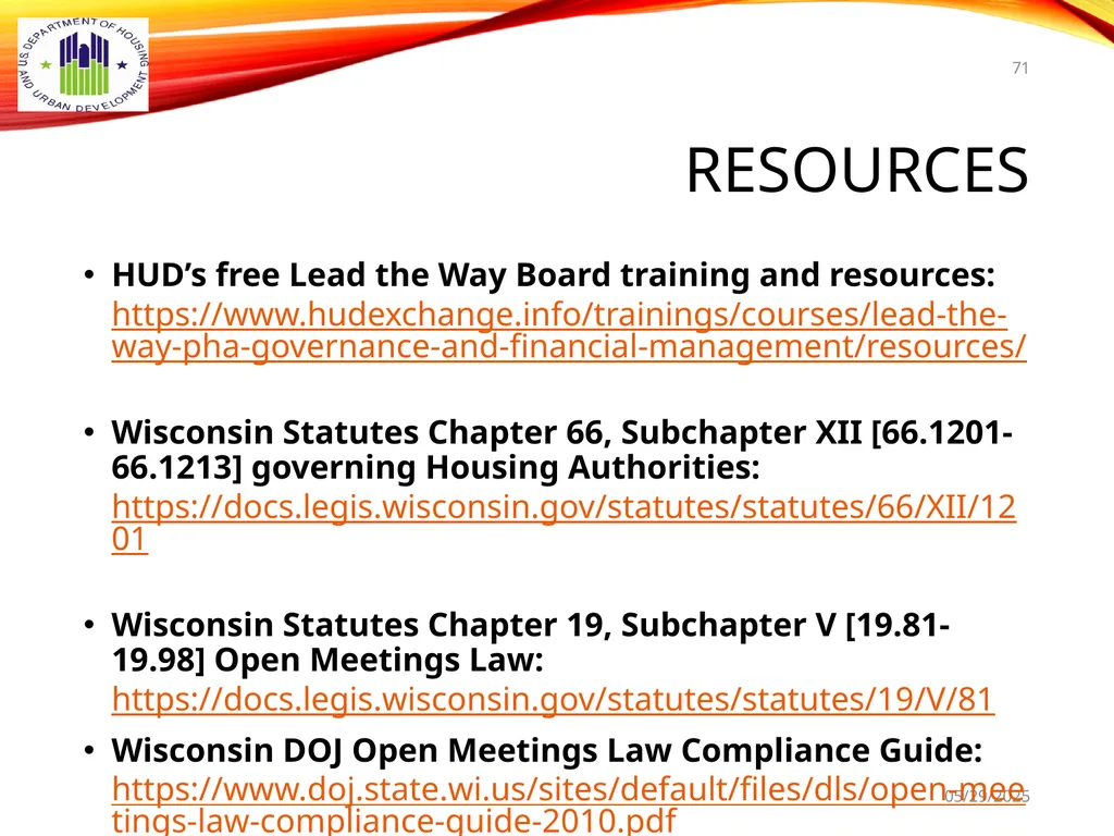 1 BOARD OF COMMISSIONERS TRAINING U. S. DEPT OF - slide 71 of 73