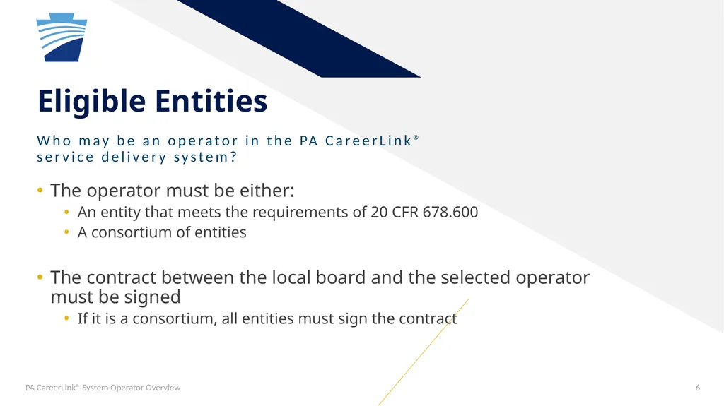 PA CareerLink® System Operator General Overview - slide 6 of 12