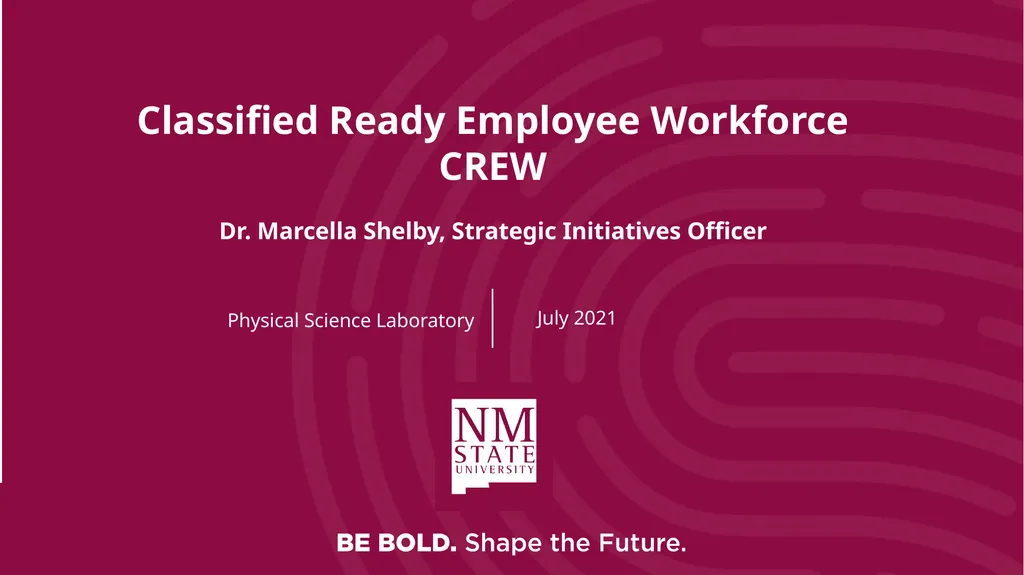Classified Ready Employee Workforce CREW Dr. - slide 1 of 22