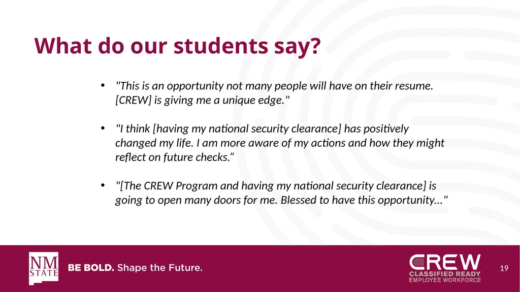 Classified Ready Employee Workforce CREW Dr. - slide 19 of 22