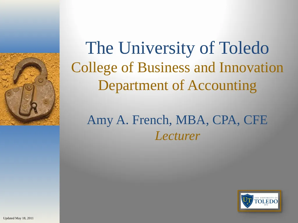 The University of Toledo College of Business and - slide 1 of 15