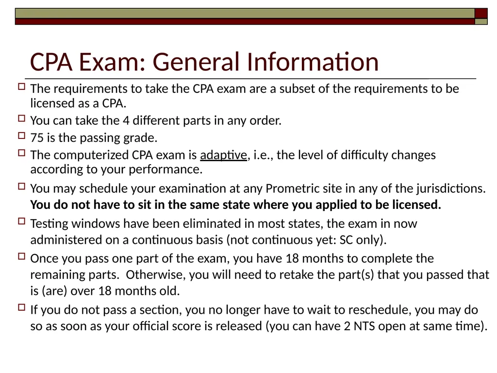 Preparing for the CPA Exam February 17, 2022 - slide 7 of 38