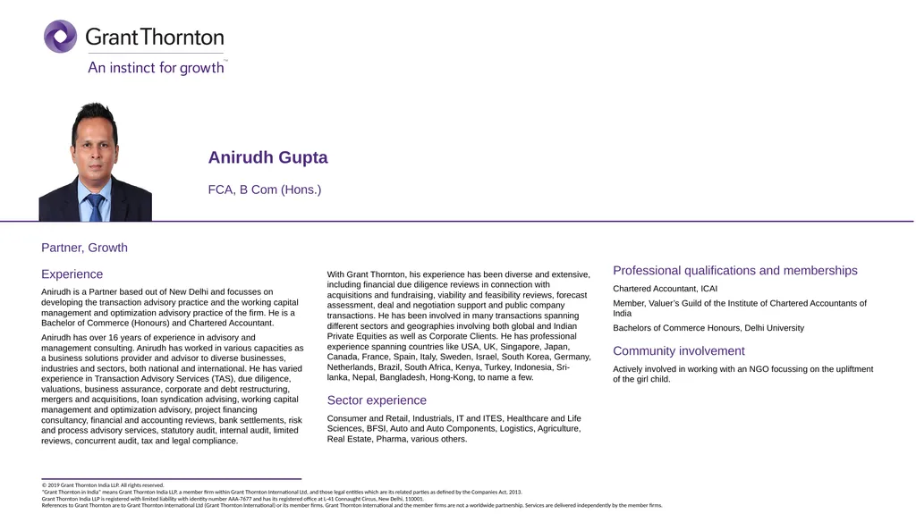 Partner, Growth Experience Anirudh is a Partner - slide 1 of 2