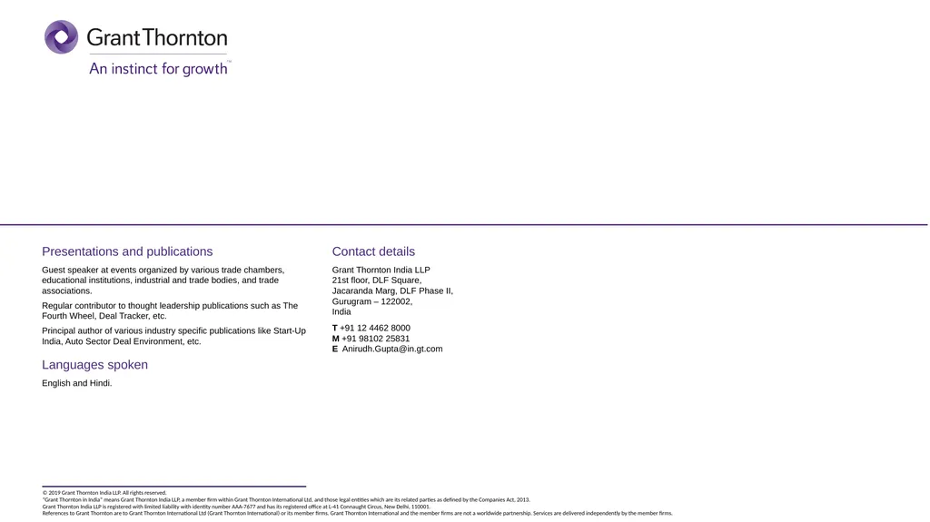 Partner, Growth Experience Anirudh is a Partner - slide 2 of 2