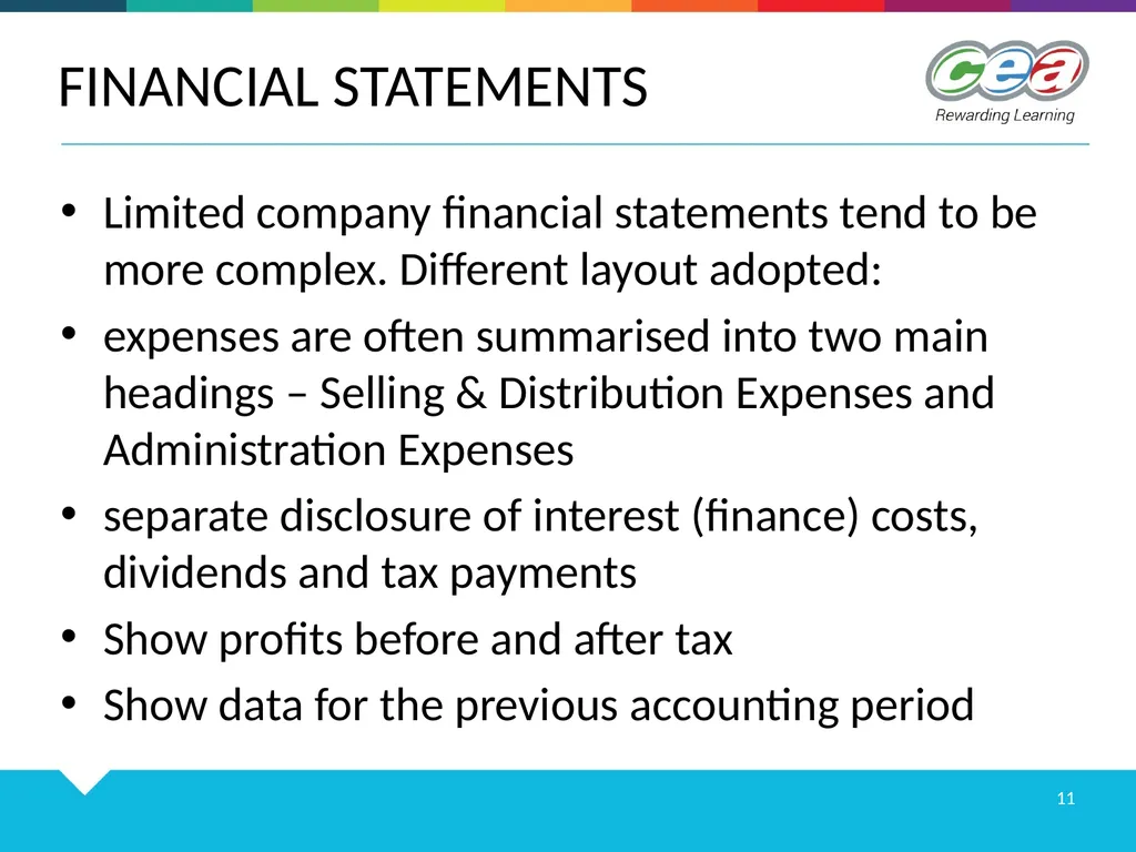FINANCIAL STATEMENTS GCE PROFESSIONAL BUSINESS - slide 11 of 14