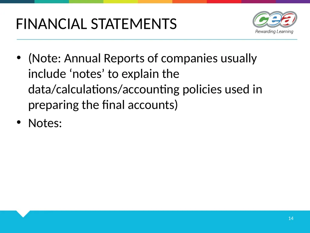 FINANCIAL STATEMENTS GCE PROFESSIONAL BUSINESS - slide 14 of 14