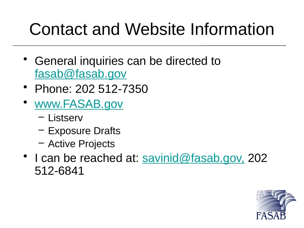 Federal Accounting Standards Advisory Board - slide 15 of 15