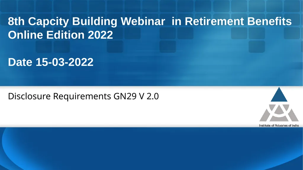 8th Capcity Building Webinar in Retirement - slide 14 of 41