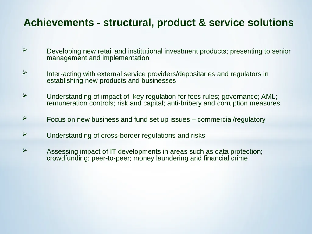 Legal & Compliance Expertise – Financial Services - slide 8 of 9