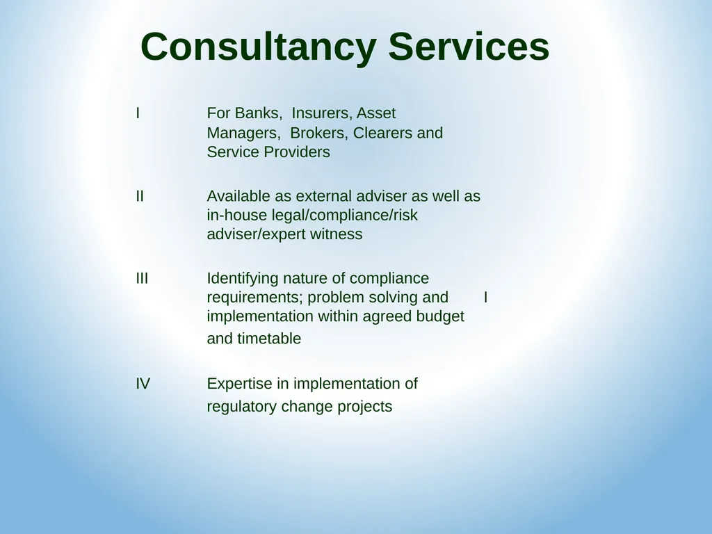 Legal & Compliance Expertise – Financial Services - slide 2 of 9