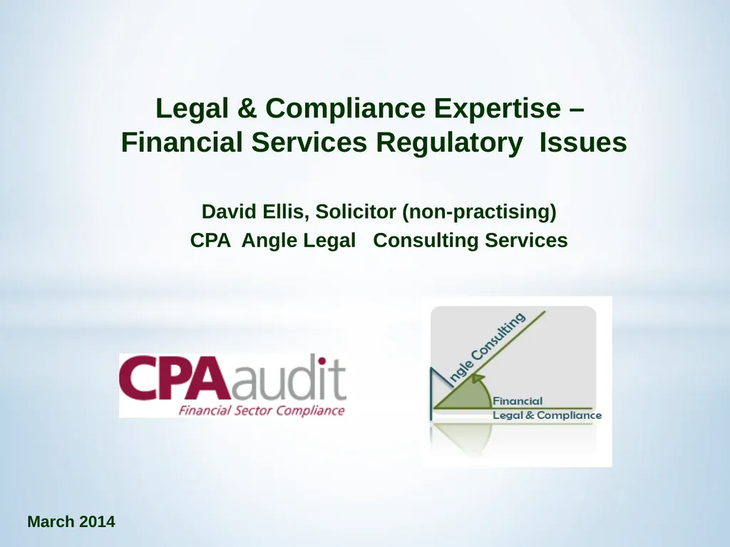 Legal & Compliance Expertise – Financial Services - slide 1 of 9
