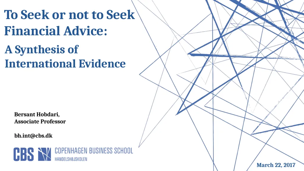 To Seek or not to Seek Financial Advice: A