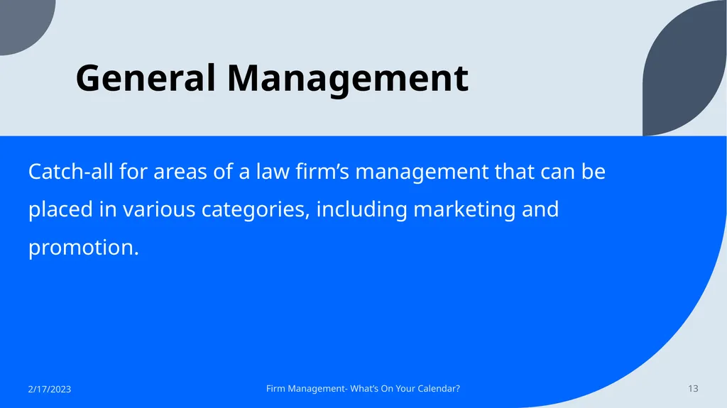 Firm Management: What’s on Your Calendar? Tracking - slide 13 of 17