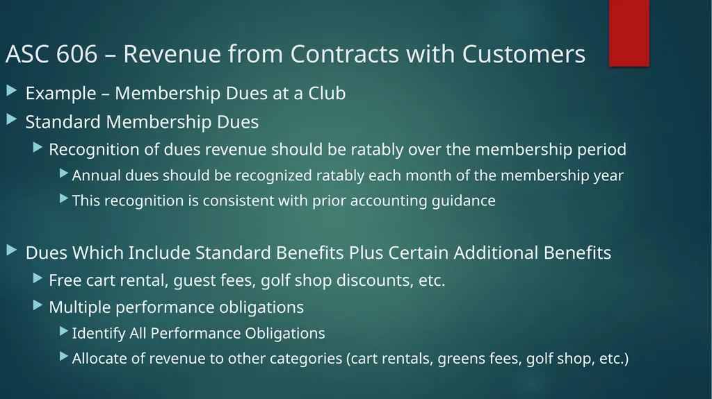 Major Accounting Issues for Clubs John D. Daum, - slide 21 of 49
