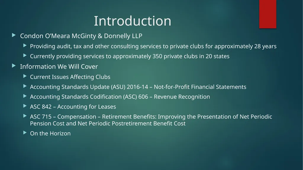 Major Accounting Issues for Clubs John D. Daum, - slide 2 of 49
