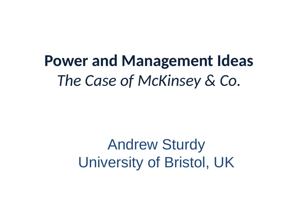 Power and Management Ideas The Case of McKinsey &