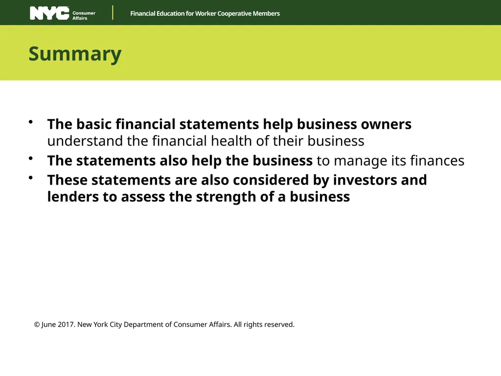Financial Education for Worker Cooperative Members - slide 14 of 14