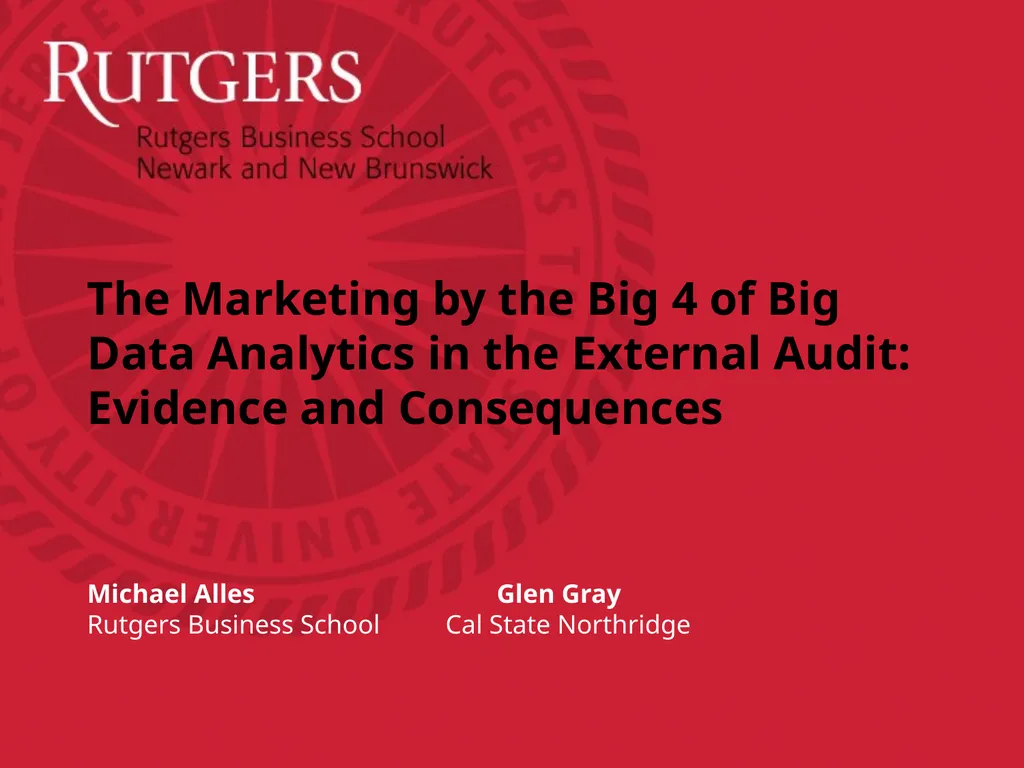 Michael Alles Glen Gray Rutgers Business School