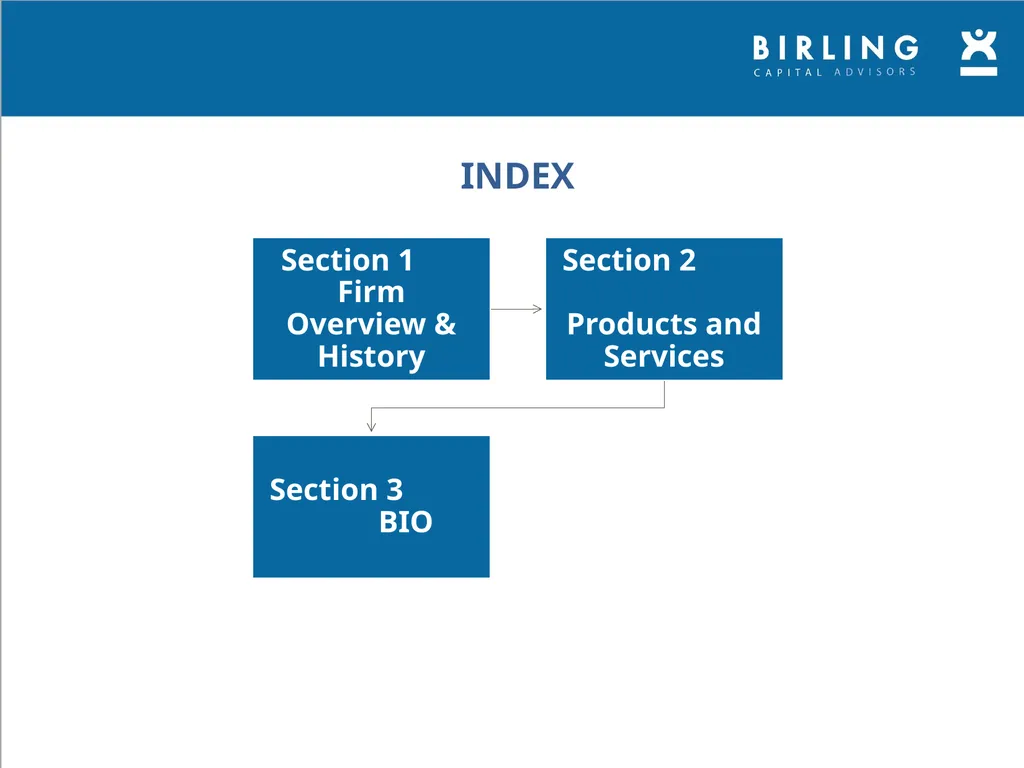 INDEX Section 1 Firm Overview & History Mission & - slide 2 of 36