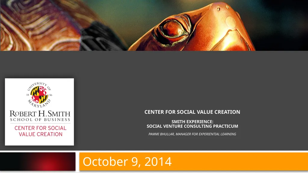 Center for Social Value Creation smith experience: - slide 1 of 12