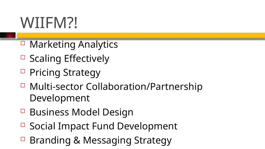 Center for Social Value Creation smith experience: - slide 3 of 12