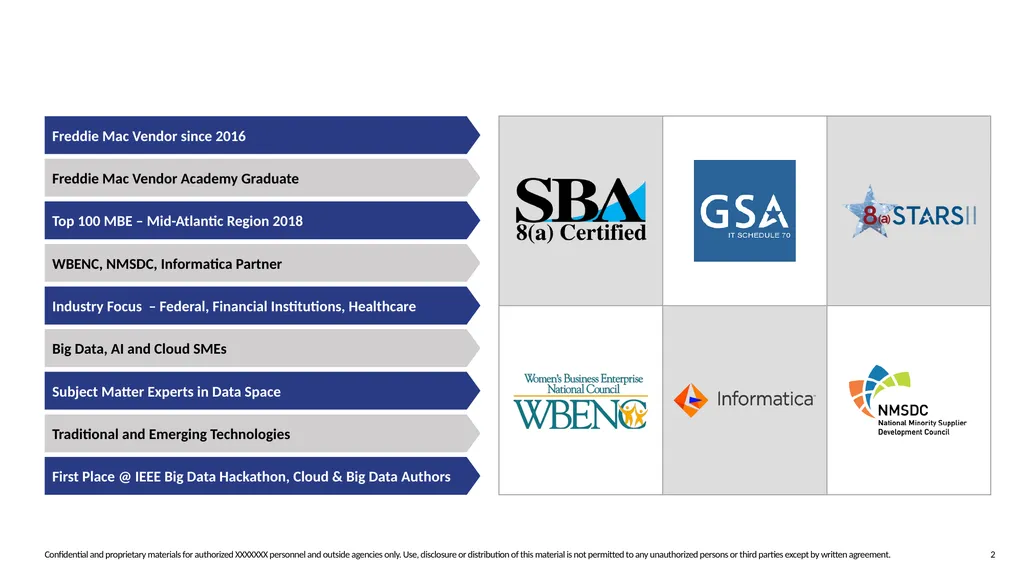 1 Freddie Mac Vendor since 2016 Freddie Mac Vendor - slide 1 of 6