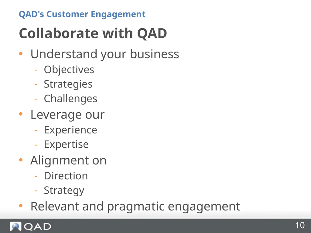 QAD's Customer Engagement Dan Blake Consultancy - slide 10 of 40