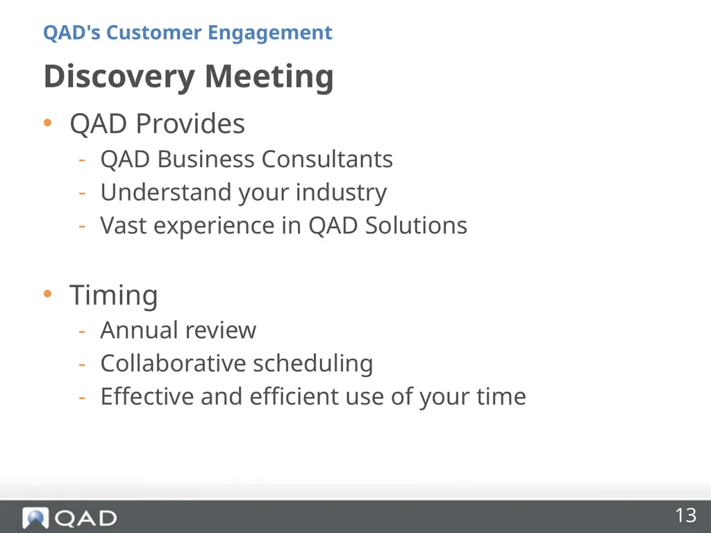 QAD's Customer Engagement Dan Blake Consultancy - slide 13 of 40