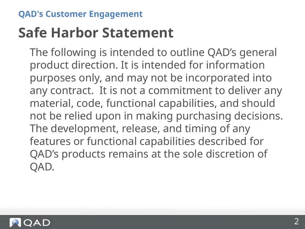 QAD's Customer Engagement Dan Blake Consultancy - slide 2 of 40