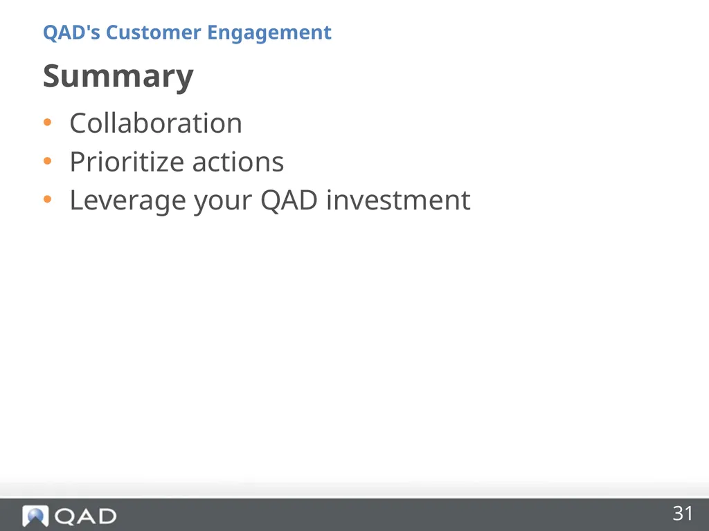 QAD's Customer Engagement Dan Blake Consultancy - slide 31 of 40