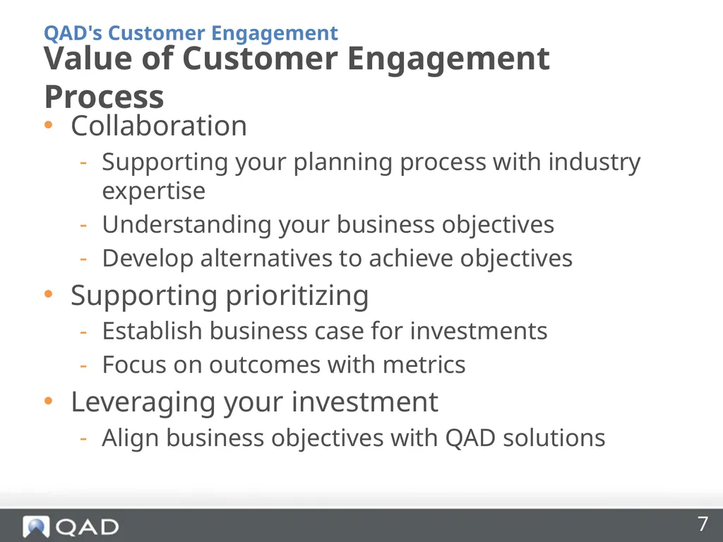 QAD's Customer Engagement Dan Blake Consultancy - slide 7 of 40