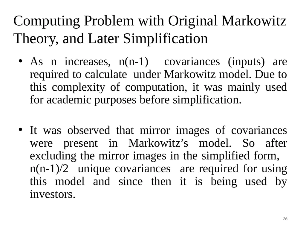 PORTFOLIO MANAGEMENT Prof. Anil Kothari Unit II - slide 26 of 27